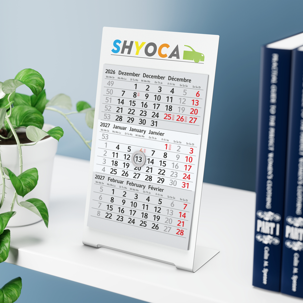 Tischkalender Desktop 3 Color, 2 Jahre, weiß