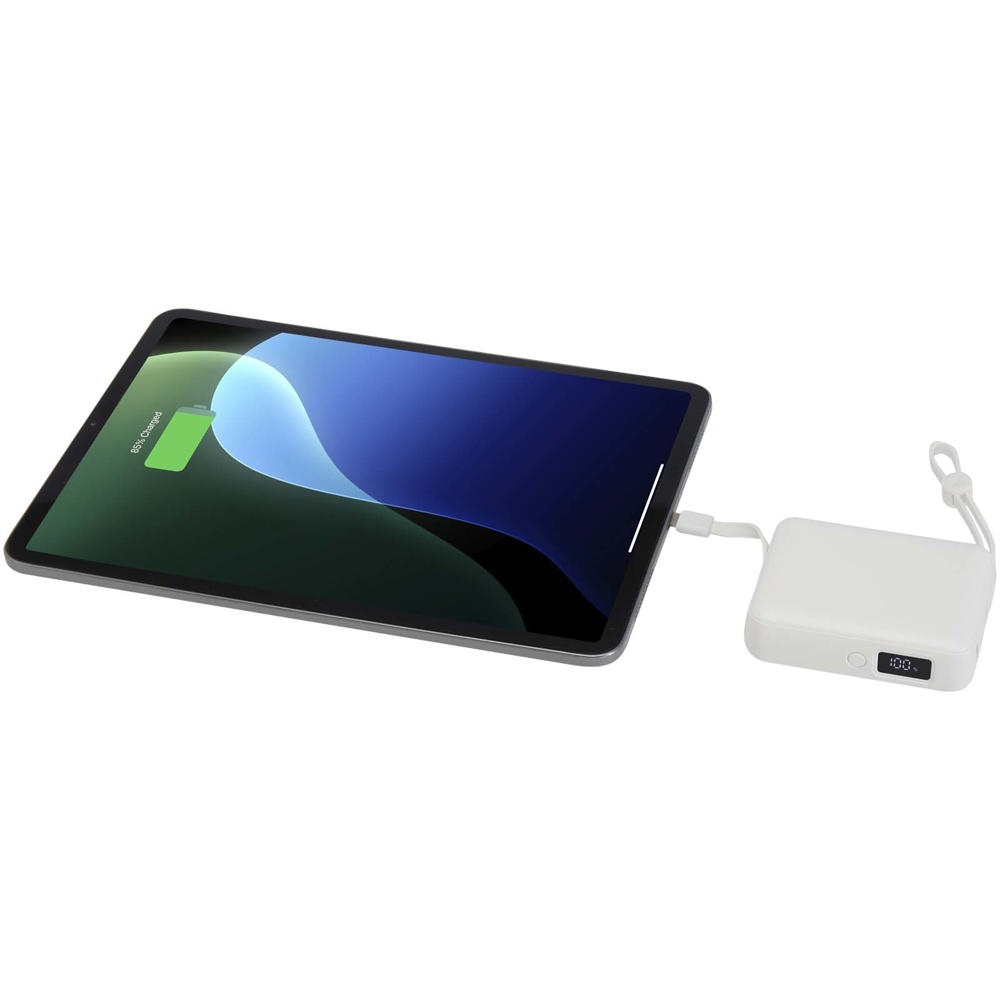 Acrux 35 W 10.000 mAh Tablet Powerbank mit integriertem Typ-C-Kabel aus recyceltem Kunststoff