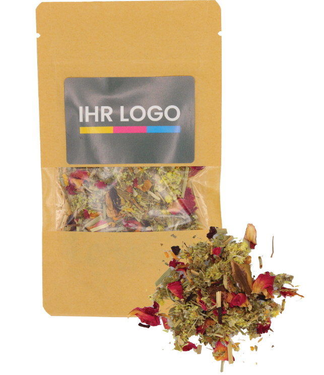Kräuter Tee verpackt im Doypack Beutel klein Natur