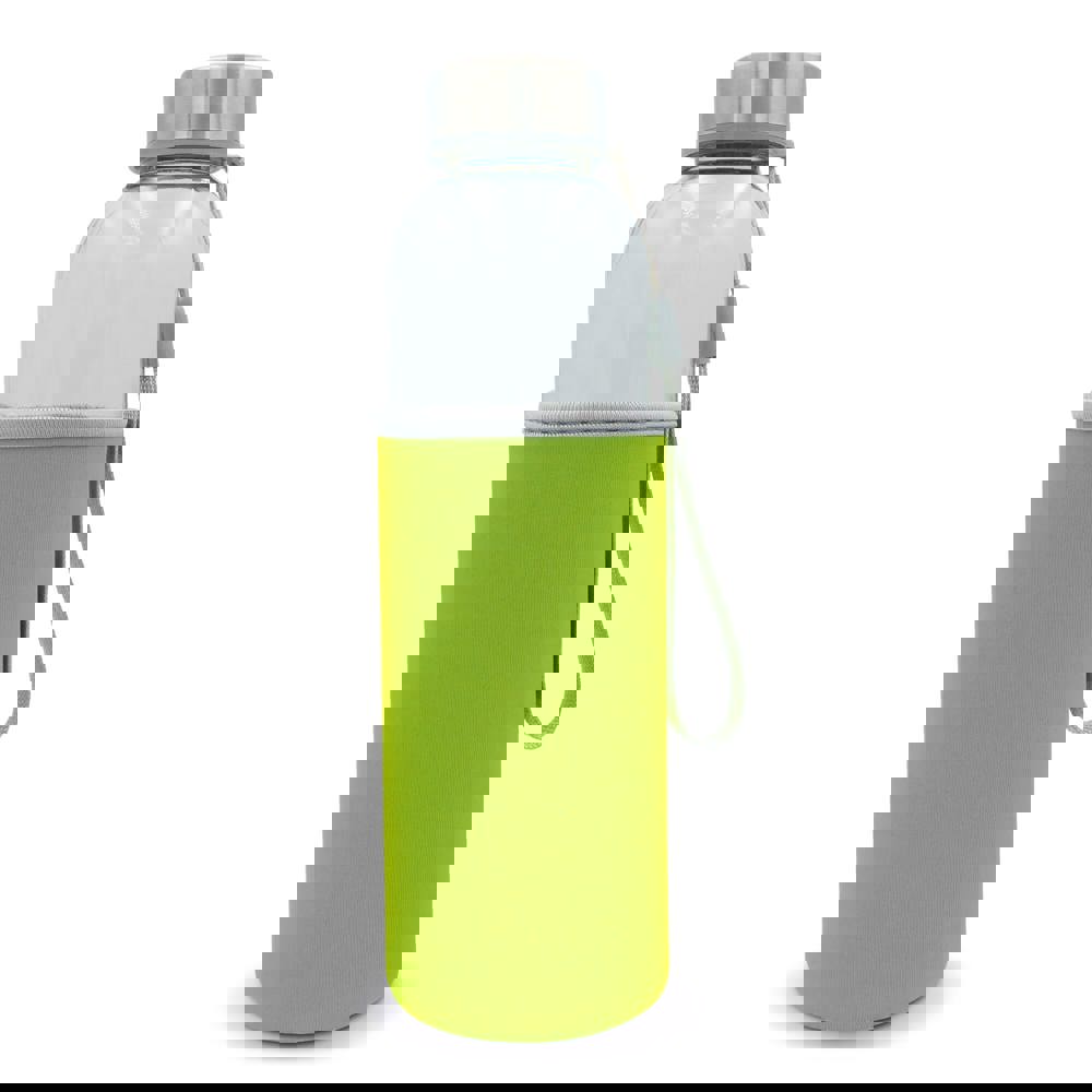 Trinkflasche aus Glas mit Neoprenhülle 500ml - Transparent / Hellgrün