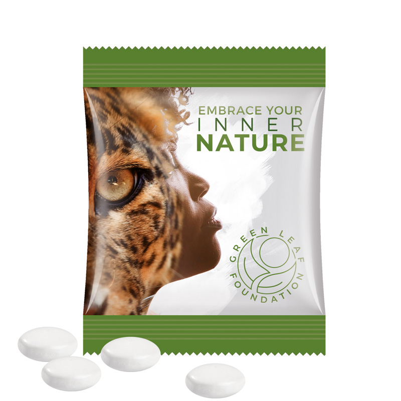 Minitüte, 8 g, Folie weiß, Mentos Kaudragee Mint