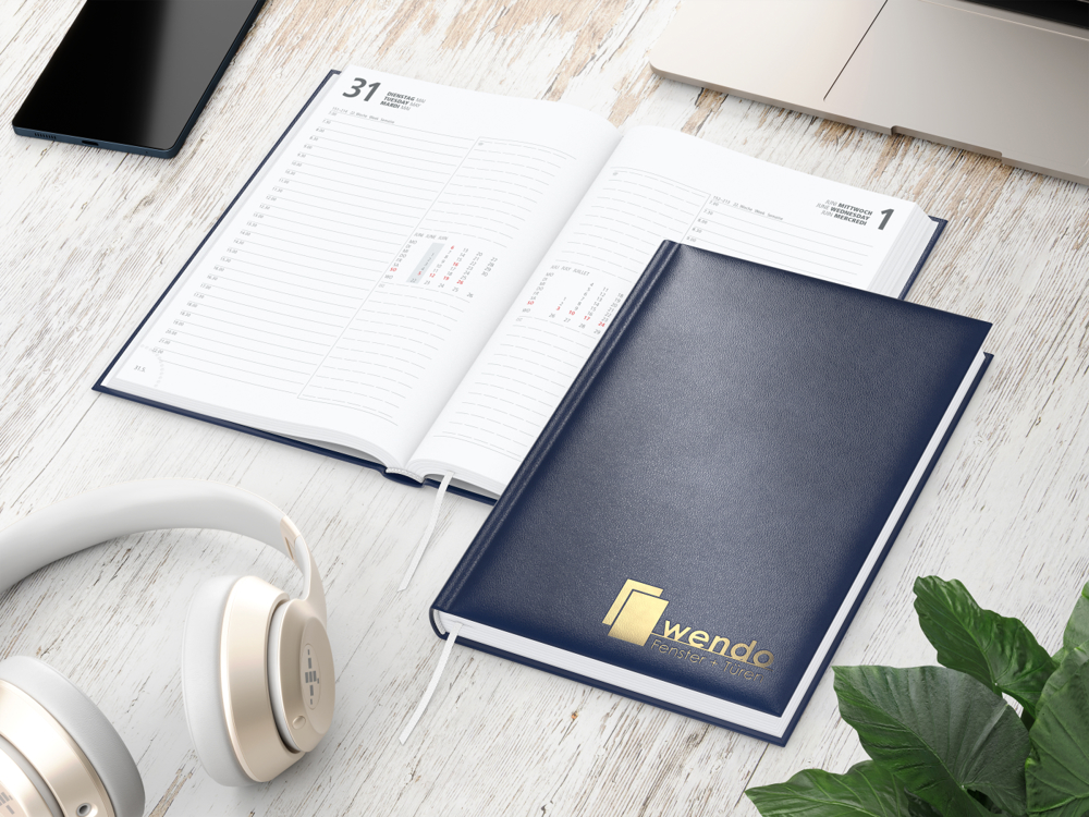 Tageskalender Image, dunkelblau, Goldprägung