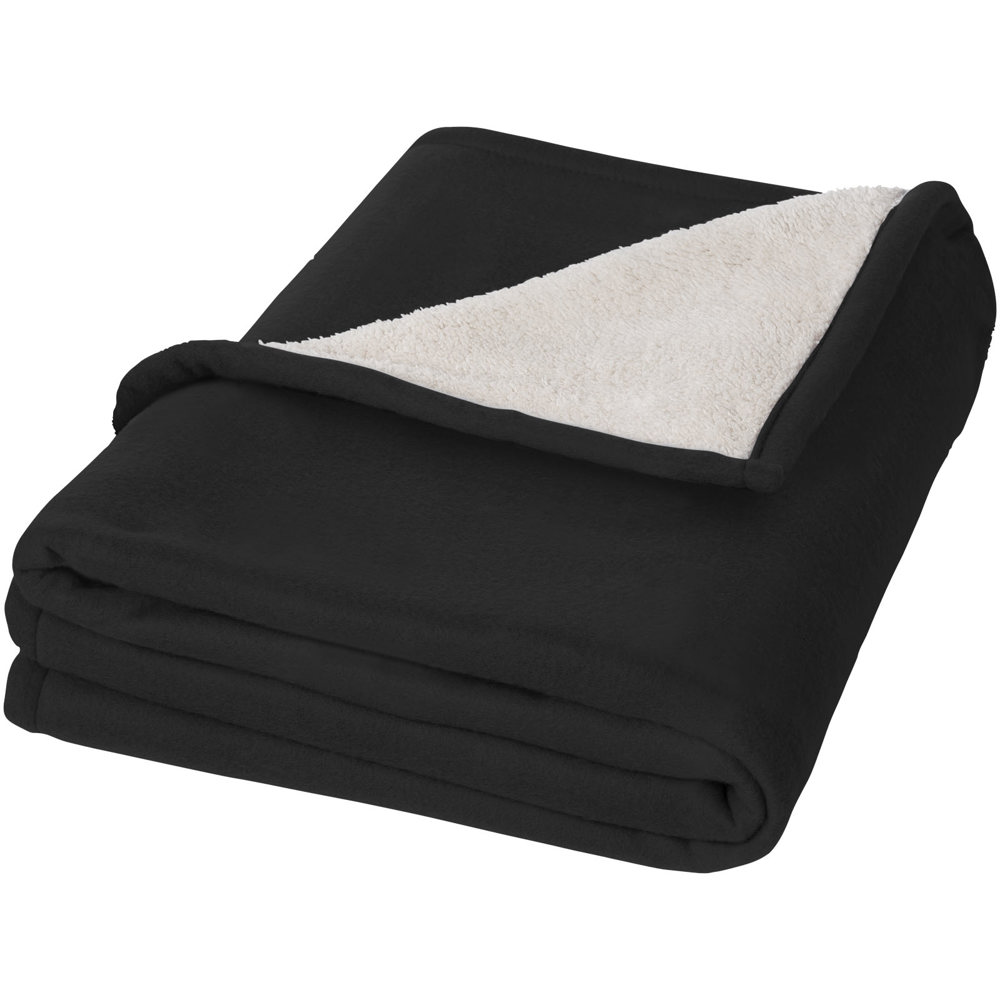 Springwood Decke aus weichem Fleece und Sherpa-Plaid - schwarz, offwhite
