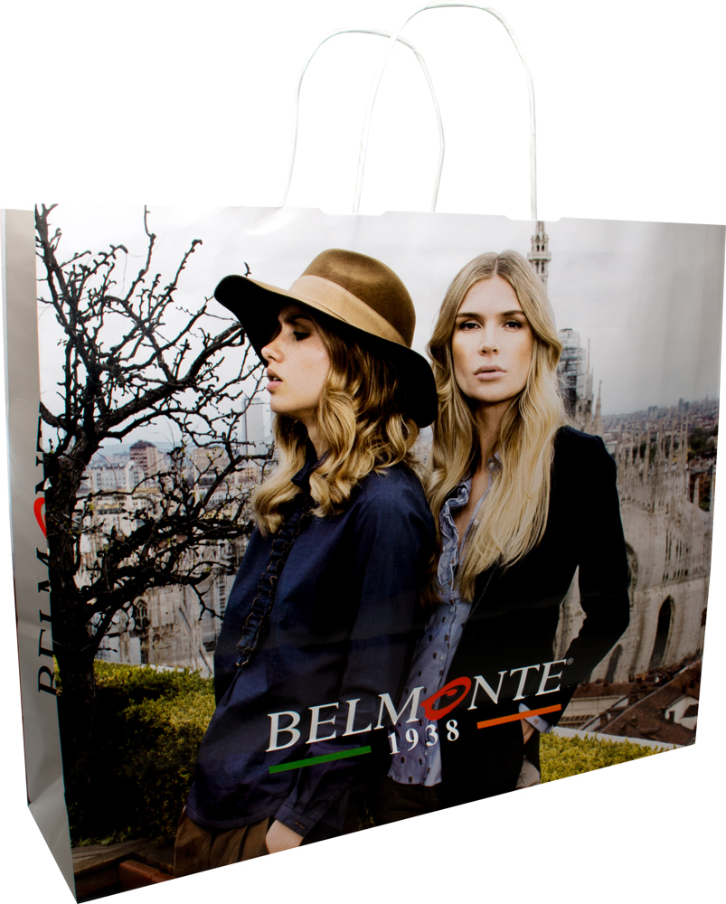 Tragetasche BASIC mit gedrehten Papierkordeln, 46 x 13,5 x 34 cm