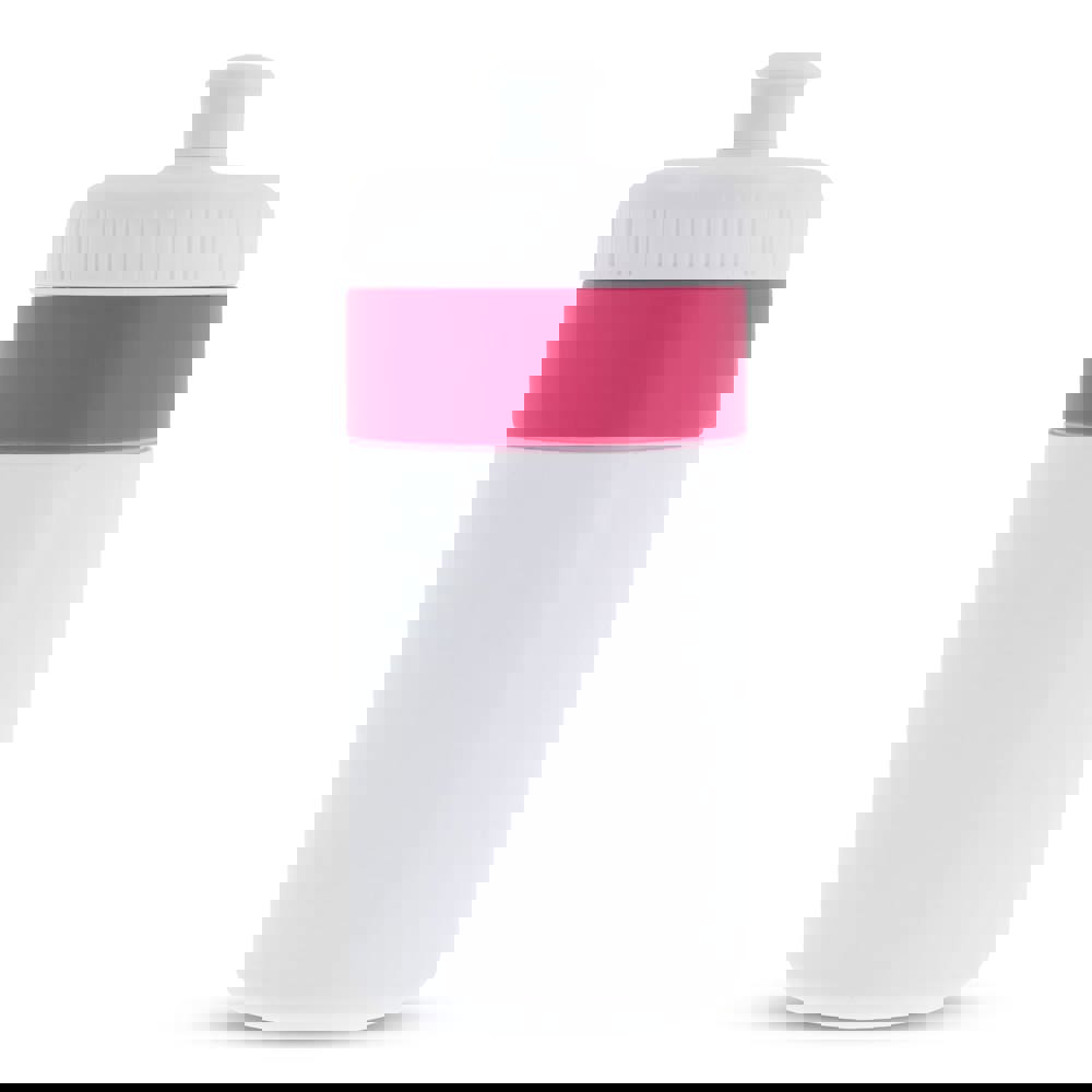 Sportflasche mit Rand 500ml - Weiss / Rosa