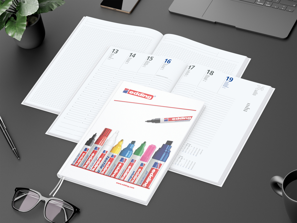 Wochenkalender vorne + Notizen hinten Note-Hybrid, A4, glänzend