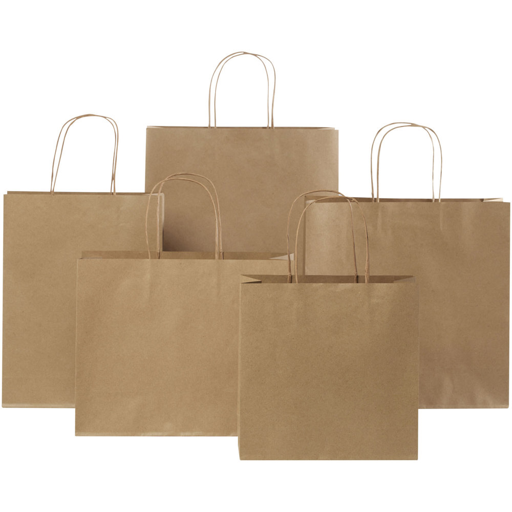 Kraftpapiertasche 120 g/m² mit gedrehten Griffen – 31 × 12 × 41 cm