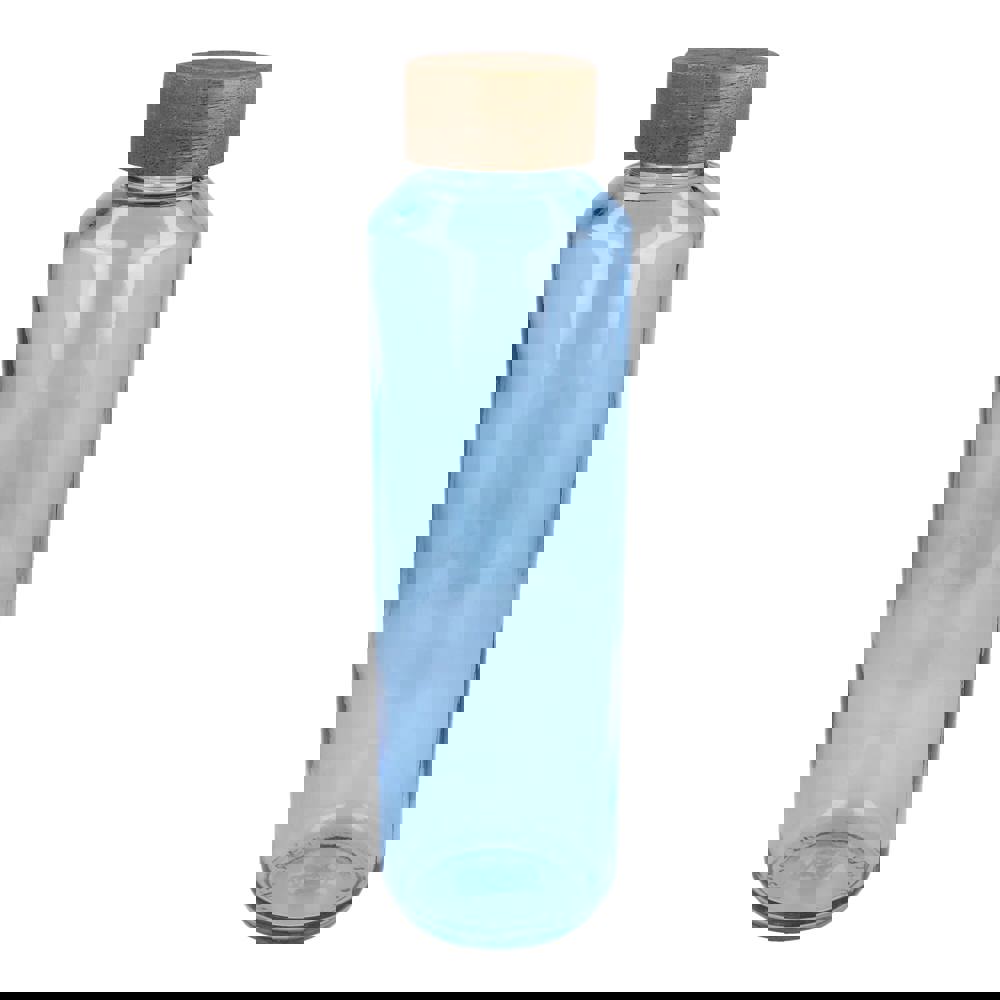 InSideOut Recycelte Glaswasserflasche ReuuZ mit Holzverschluss 650 ml - Transparent / Hellblau