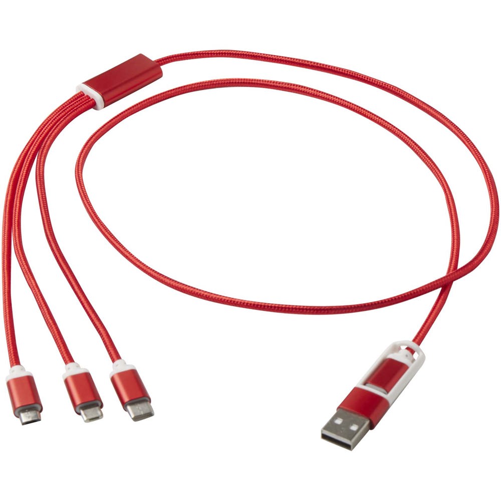 Versatile 5-in-1 Ladekabel aus recyceltem Aluminium - rot