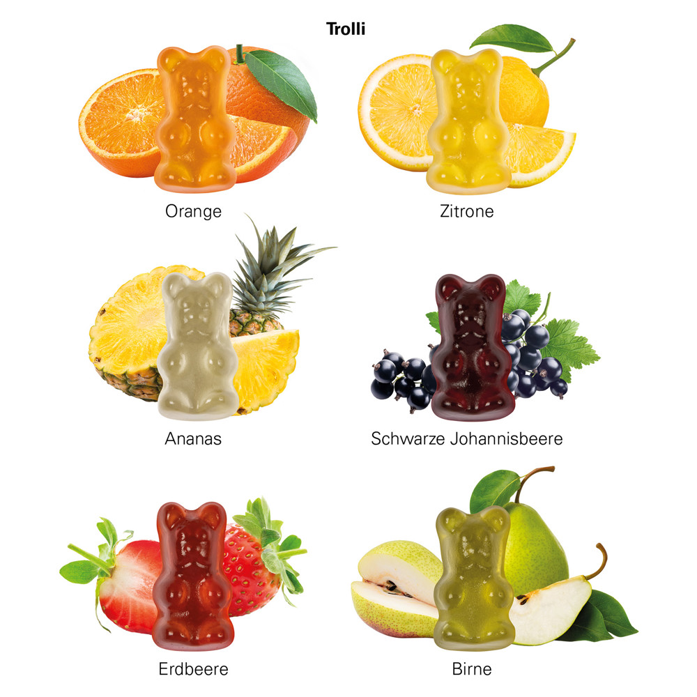Minitüte 15 g, recyclingfähiges Papier weiß, Trolli Vitamin Fruchtgummi