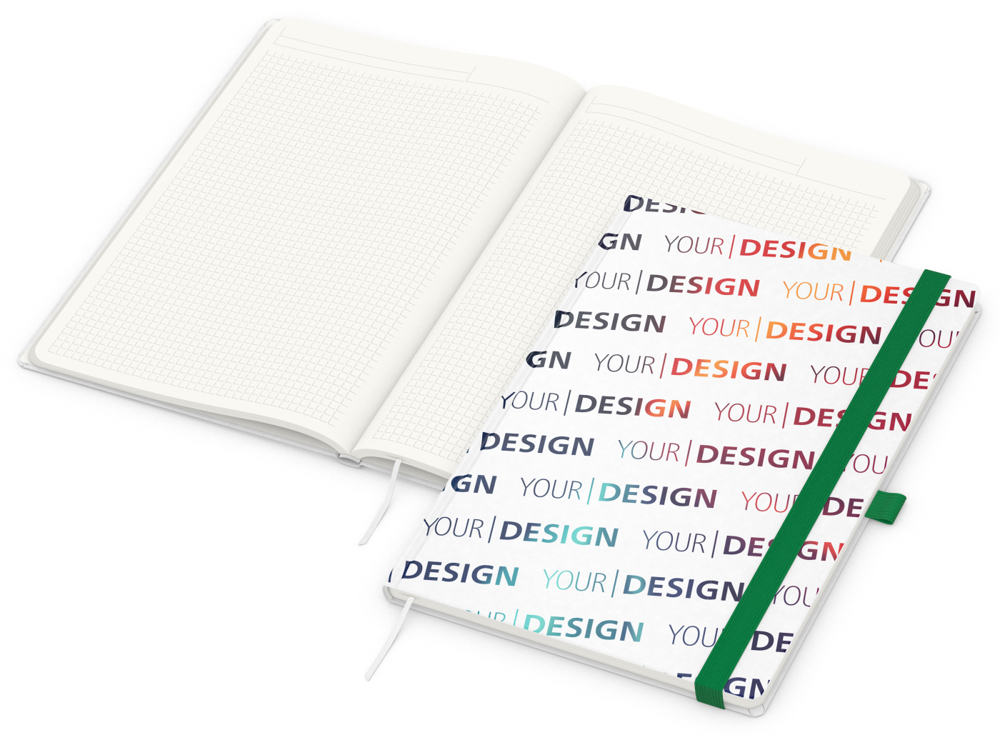 Notizbuch Match-Book RECYCLING, A4, Winkelkaro, Naturpapier, grün