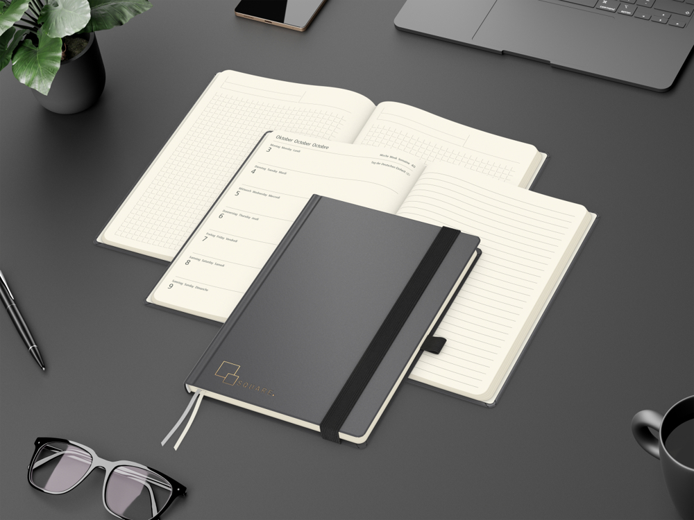 Wochenkalender links + Notizen rechts Vision-Hybrid, Goldprägung