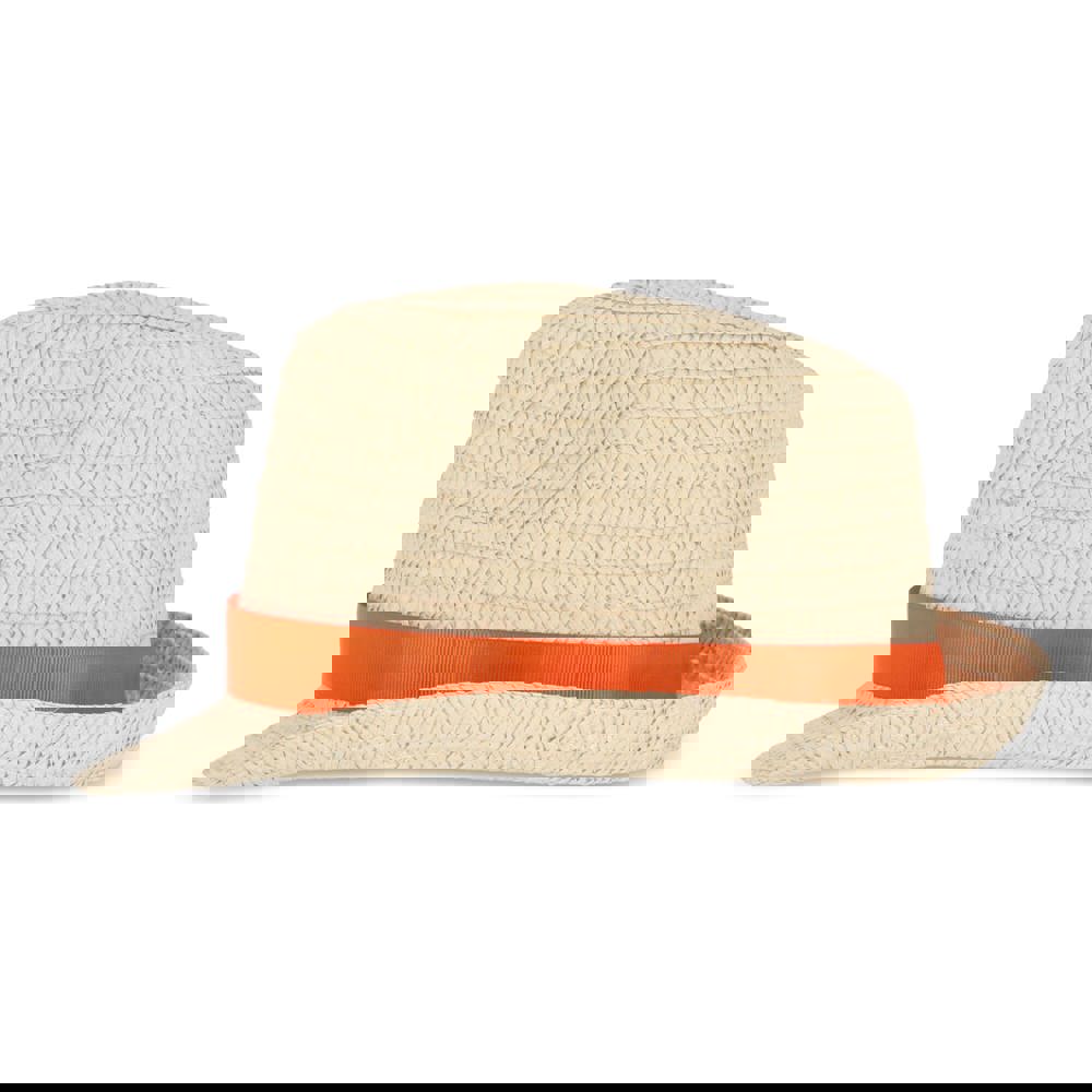 Pflanzlicher Strohhut mit farbigem Band