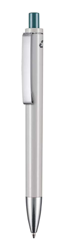 Kugelschreiber EXOS RECYCLED - grau recycled/petrol-türkis