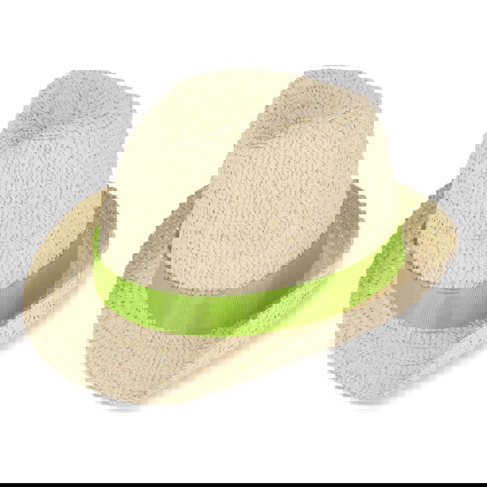 Pflanzlicher Strohhut mit farbigem Band - Hellgrün