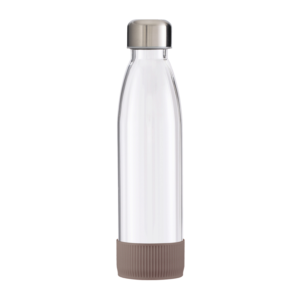 Trinkflasche GLASS - braun, silber, transparent