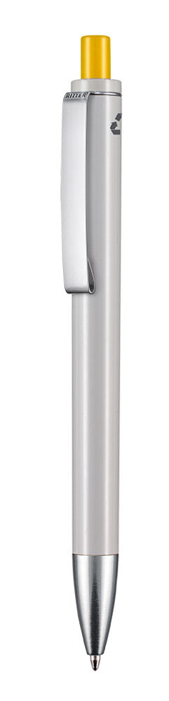 Kugelschreiber EXOS RECYCLED - grau recycled/apricot-gelb