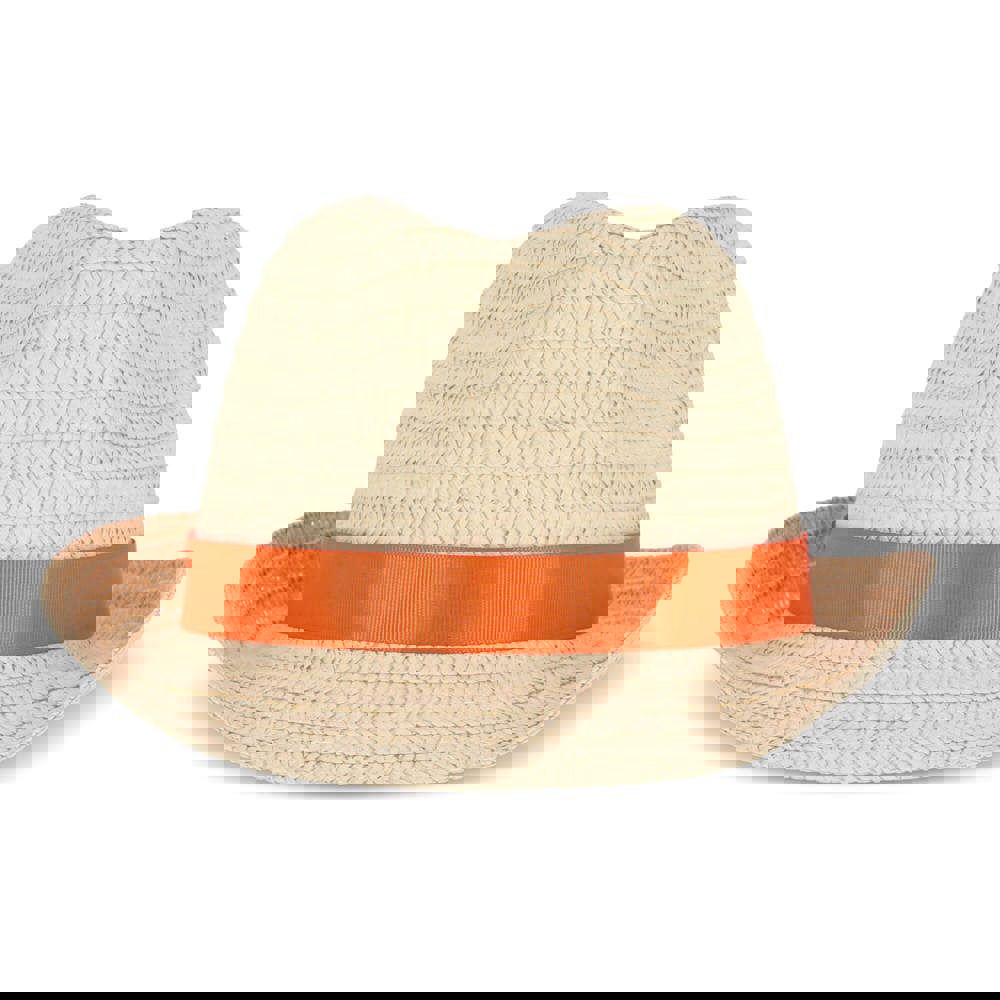 Pflanzlicher Strohhut mit farbigem Band