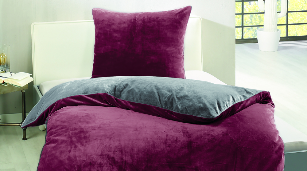 Wende Bettwäsche in Cashmere-Feeling - bordeaux/anthrazit