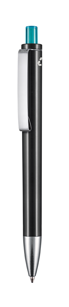 Kugelschreiber EXOS RECYCLED - schwarz recycled/türkis TR/FR