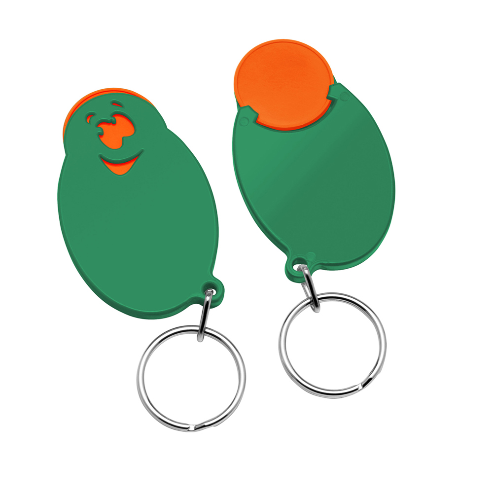 Chiphalter mit 1€-Chip "Gesicht" - orange/grün
