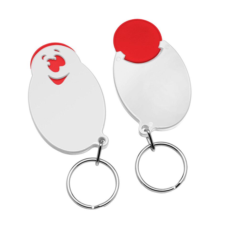 Chiphalter mit 1€-Chip "Gesicht" - Rot/Weiß