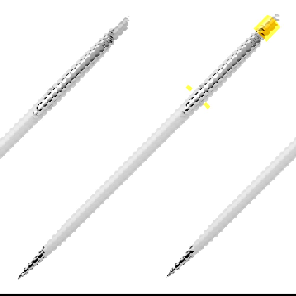 Kugelschreiber Semyr Chrome hardcolour - Weiss / Gelb