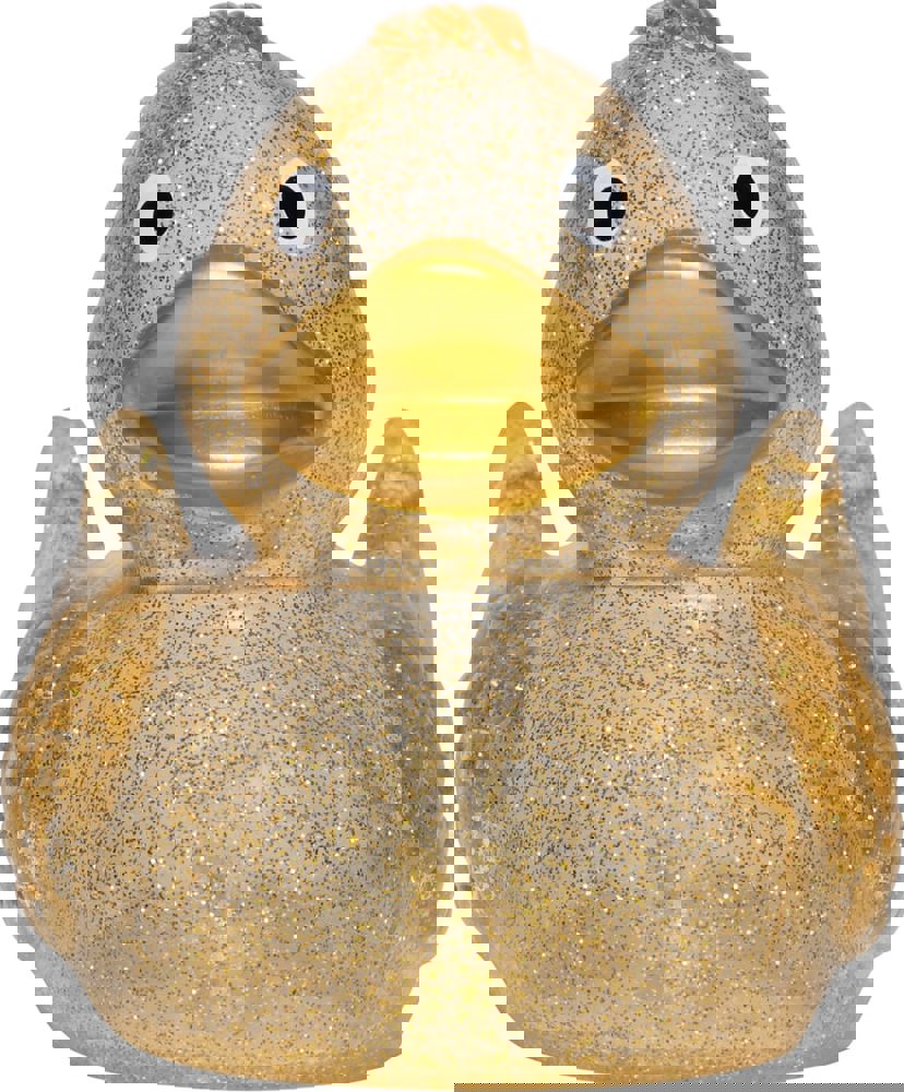 Quietsche-Ente, glitzer/gold, 7,5 cm