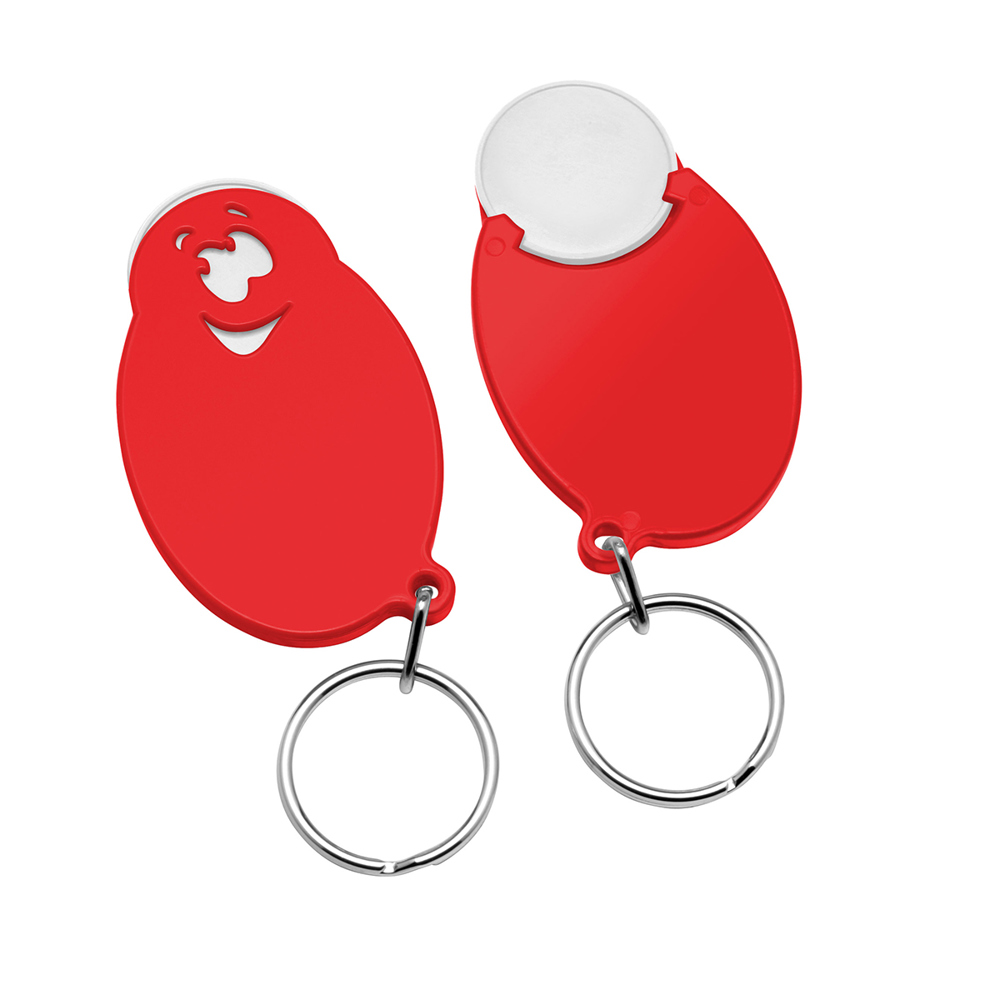 Chiphalter mit 1€-Chip "Gesicht" - Weiß/Rot