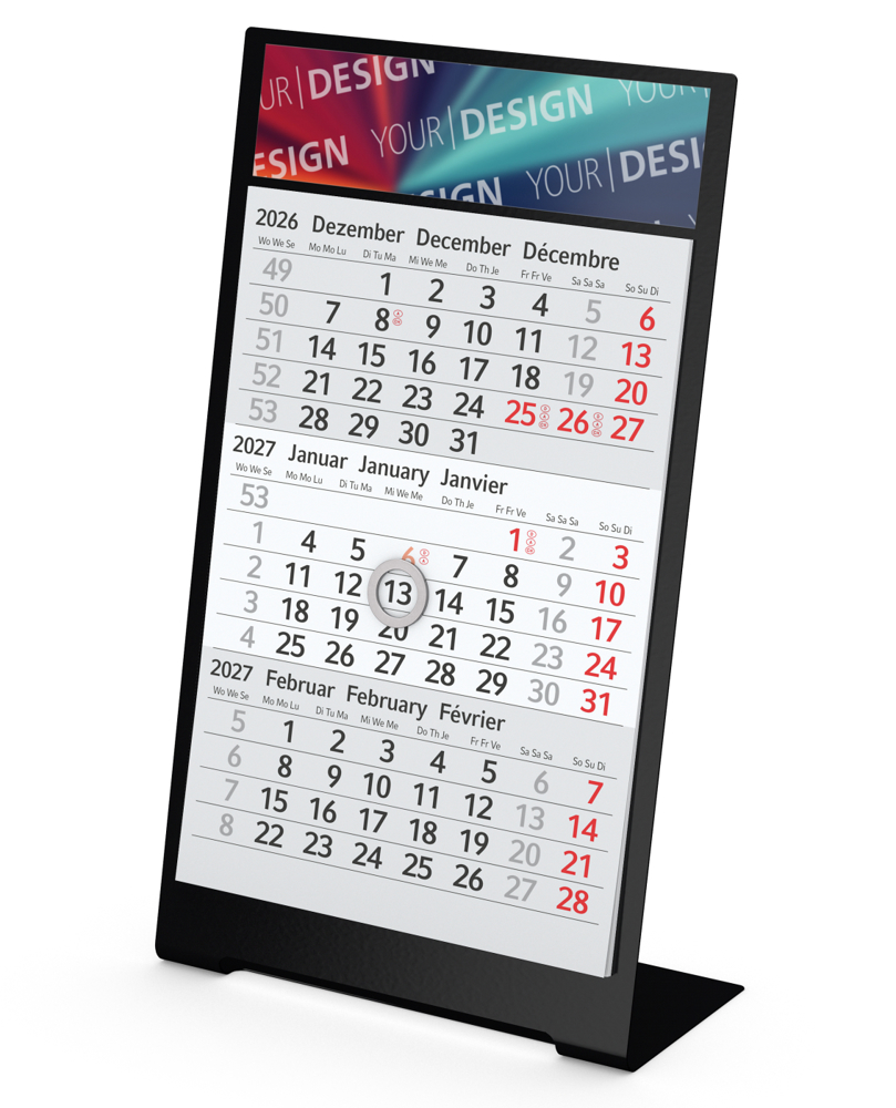 Tischkalender Desktop 3 Color, 2 Jahre, schwarz