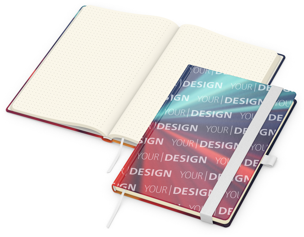 Notizbuch Match-Book, A5, Creme, Punktraster, matt, weiß