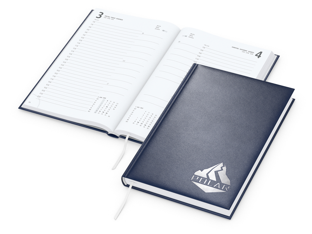 Tageskalender Advance, dunkelblau, Silberprägung