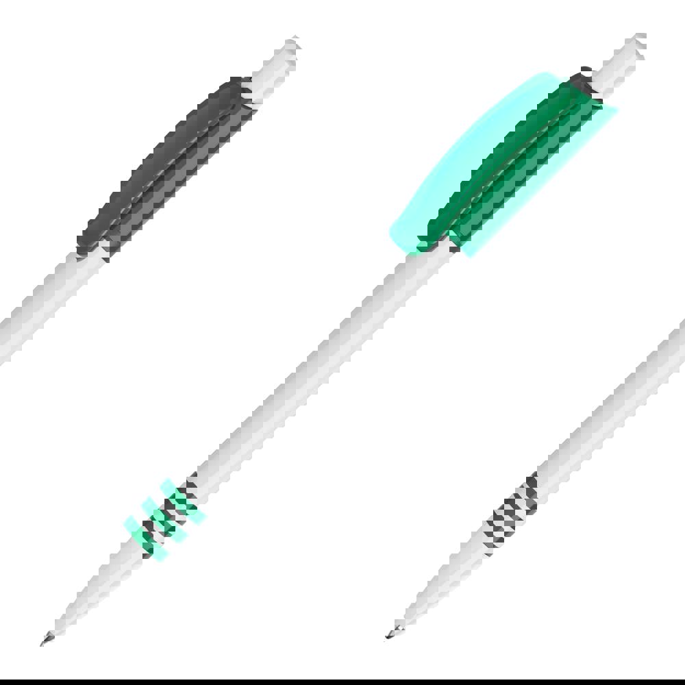 Kugelschreiber Tropic hardcolour - Weiss / Dunkelgrün