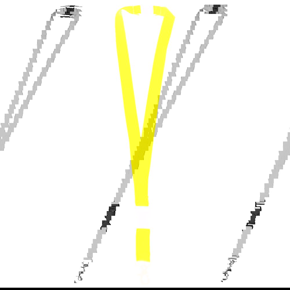Polyester-Lanyard 20mm mit Schnalle und Haken - Neon Sortiment / Gelb