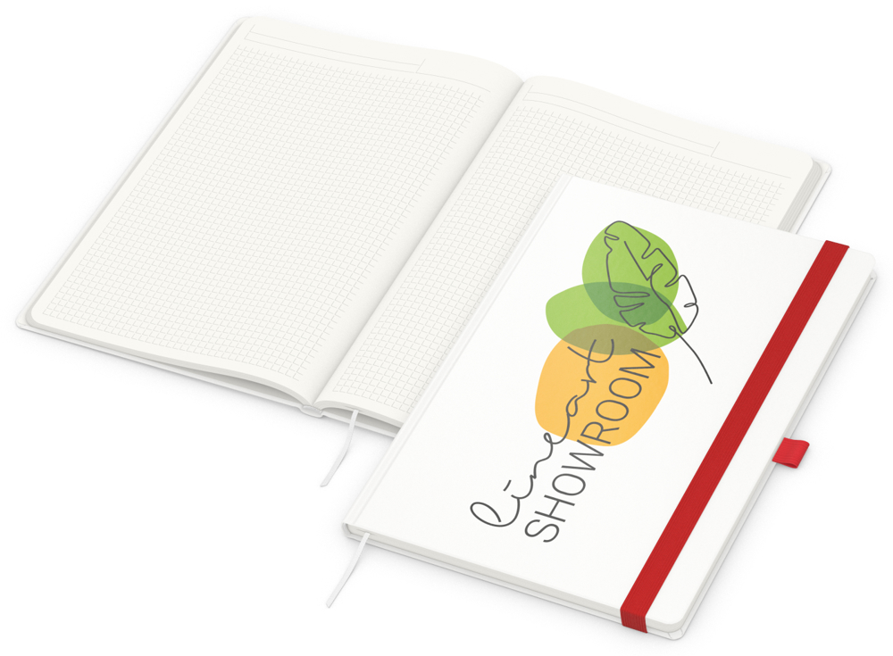 Notizbuch Match-Book RECYCLING, A4, Winkelkaro, Papier matt, rot