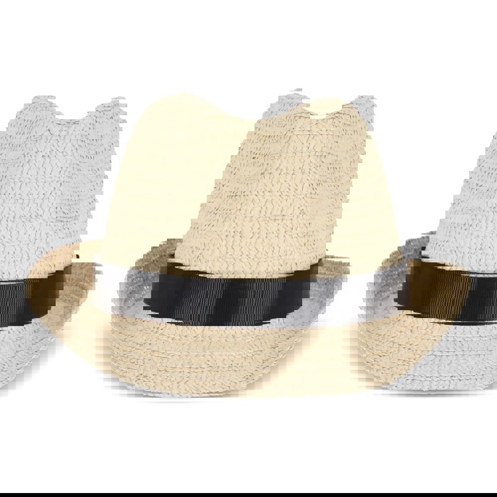 Pflanzlicher Strohhut mit farbigem Band