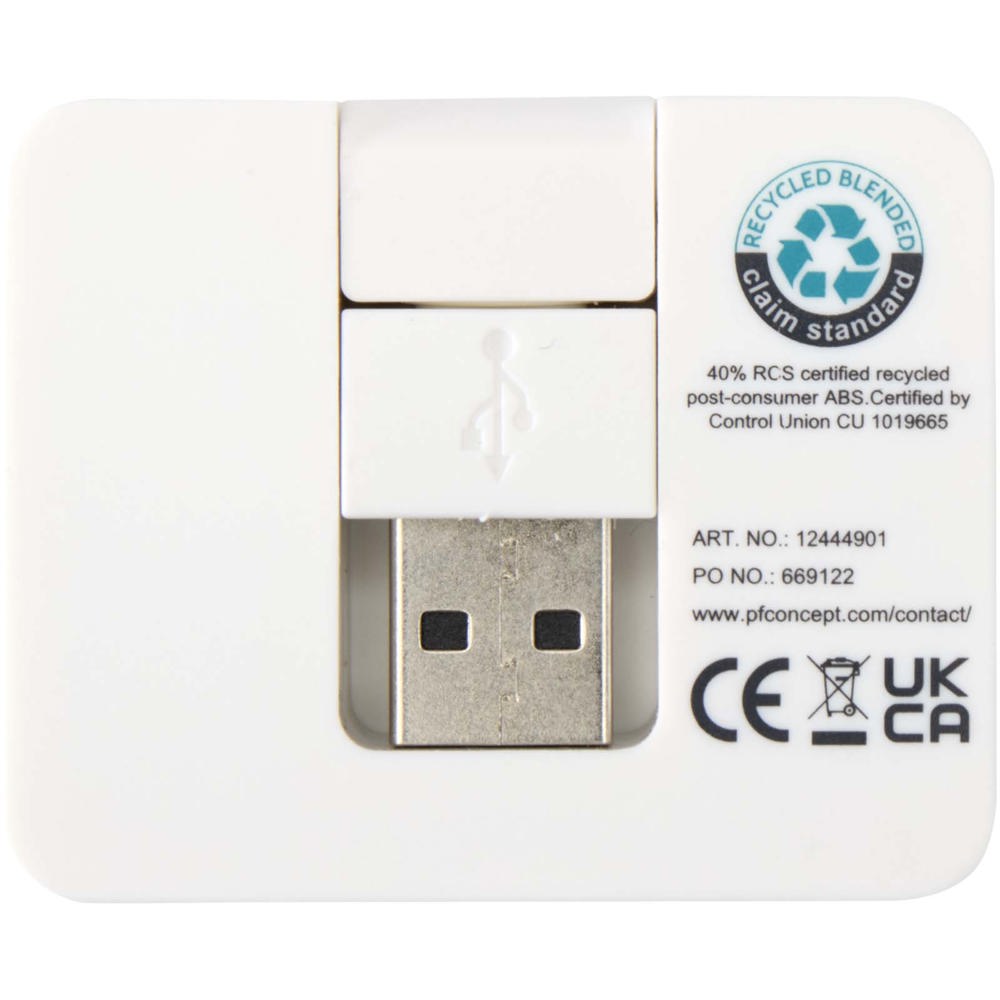 Gaia 4 Port USB Hub mit USB-A- und Typ-C-Ausgang und zwei Eingängen aus recyceltem Kunststoff