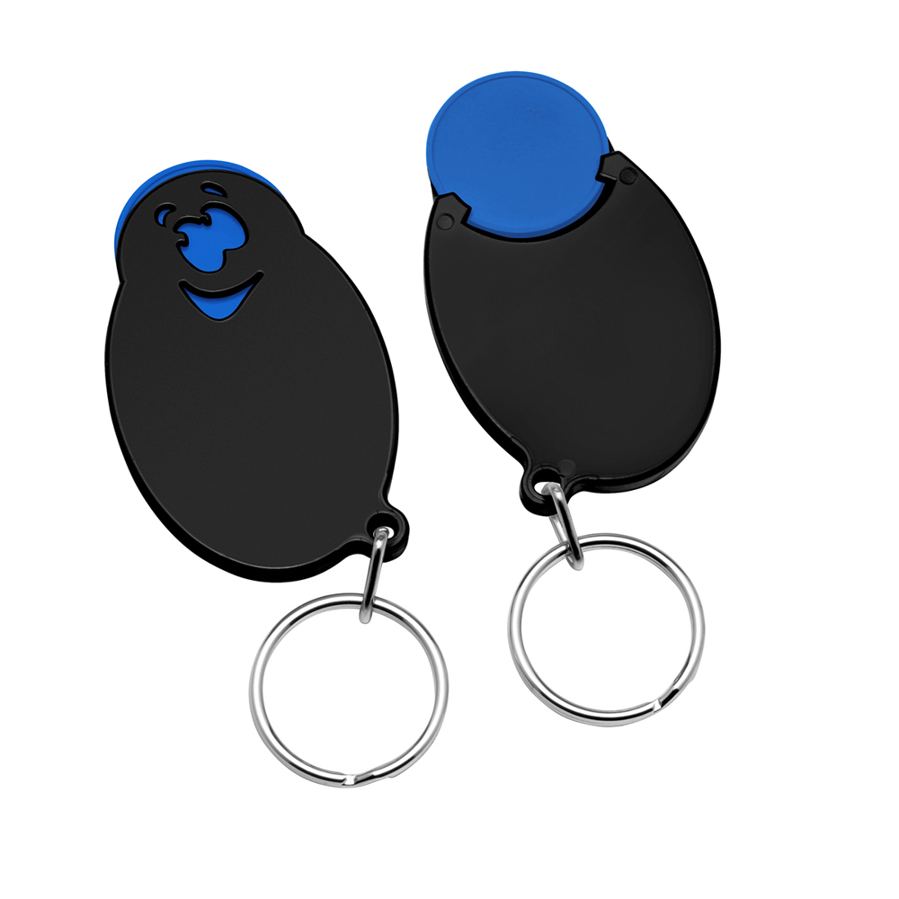 Chiphalter mit 1€-Chip "Gesicht" - blau/schwarz