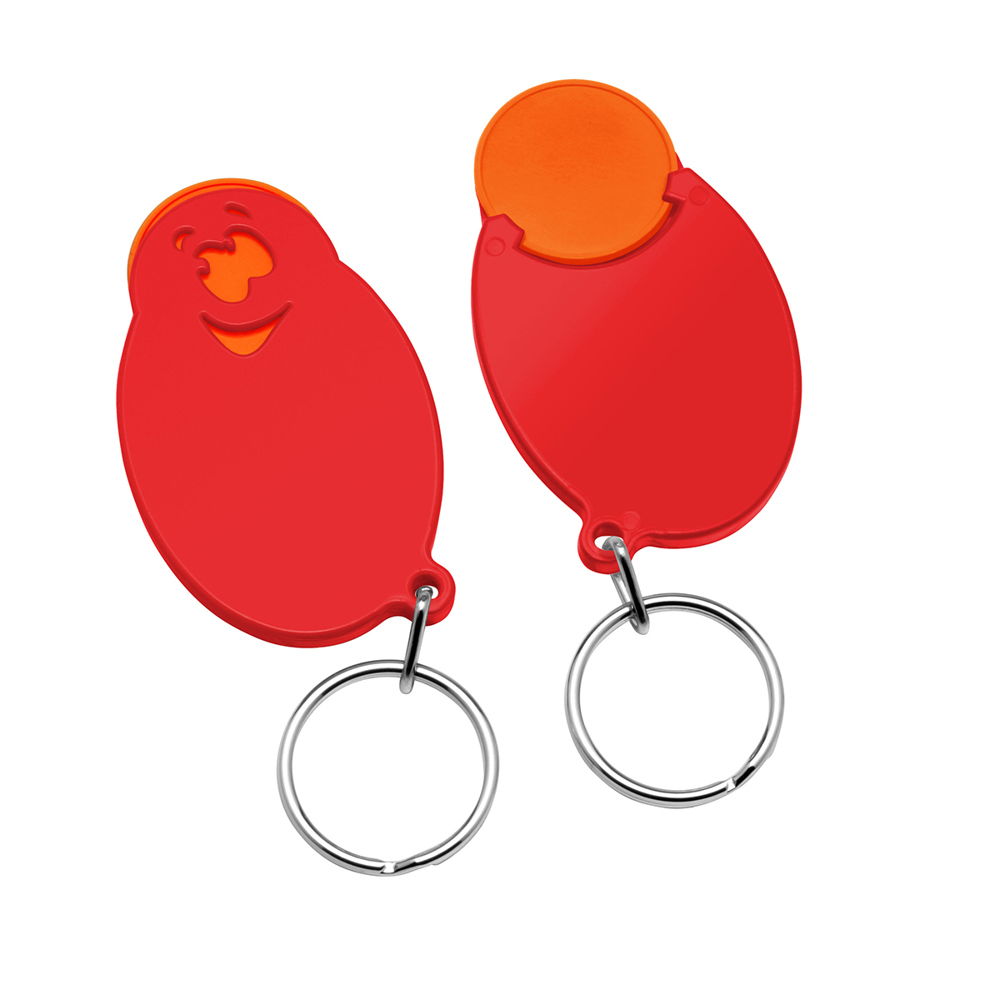 Chiphalter mit 1€-Chip "Gesicht" - orange/rot