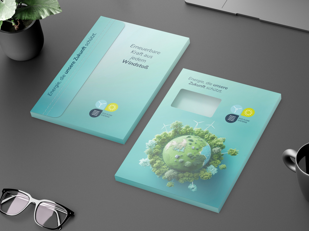 Versandmappe RECYCLING, 4/4farbig, mit Fenster