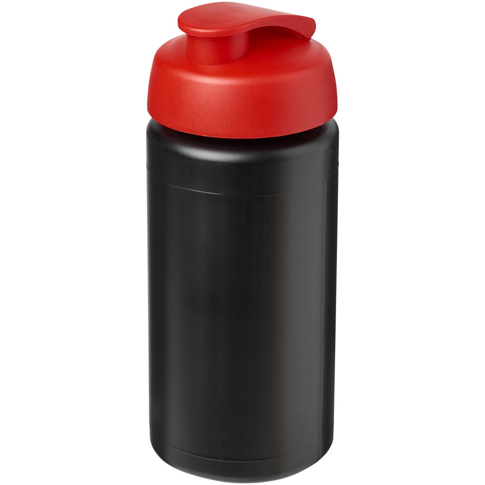Baseline® Plus grip 500 ml Sportflasche mit Klappdeckel - schwarz, rot