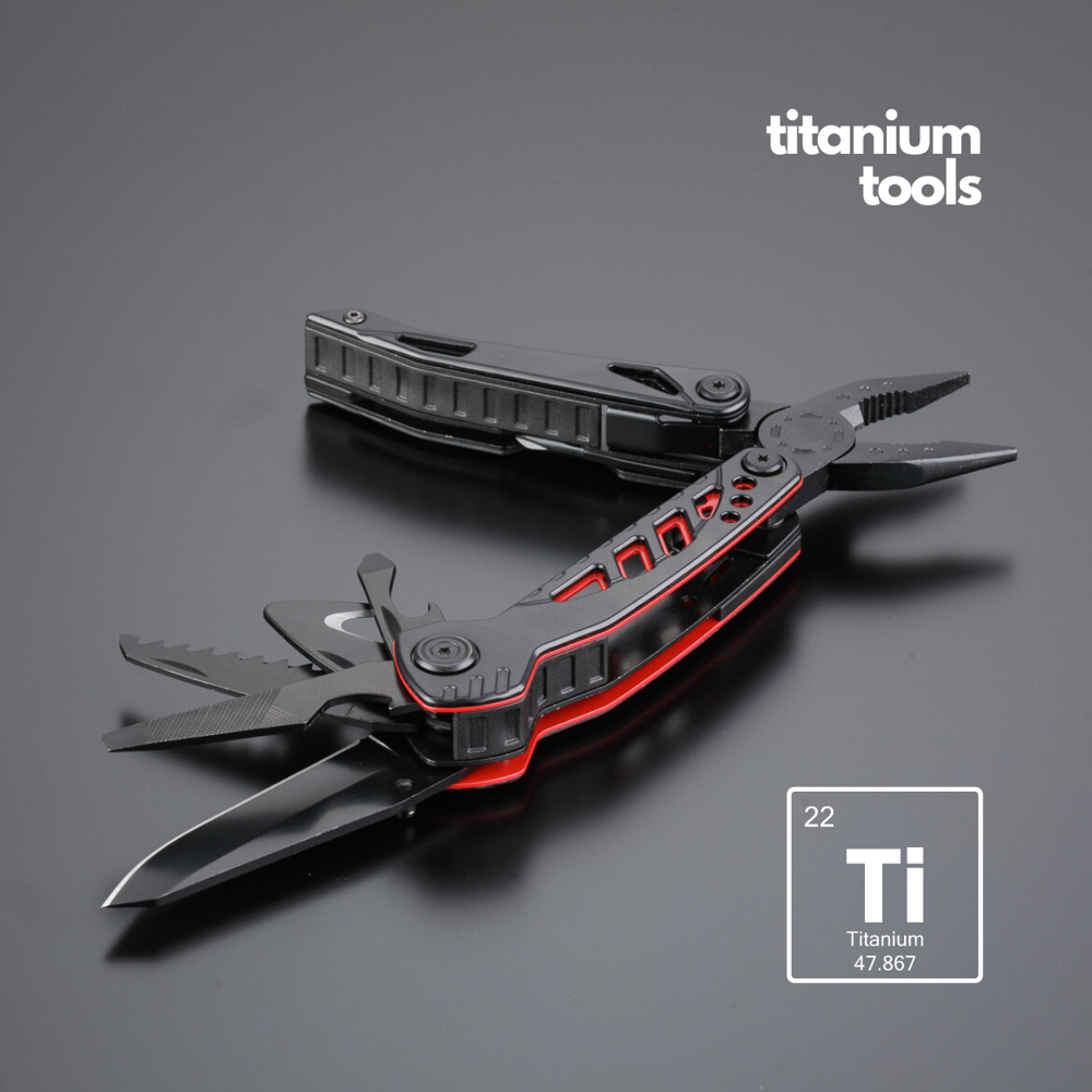 Optima stahl-multitool mit titanbeschichtung - rot