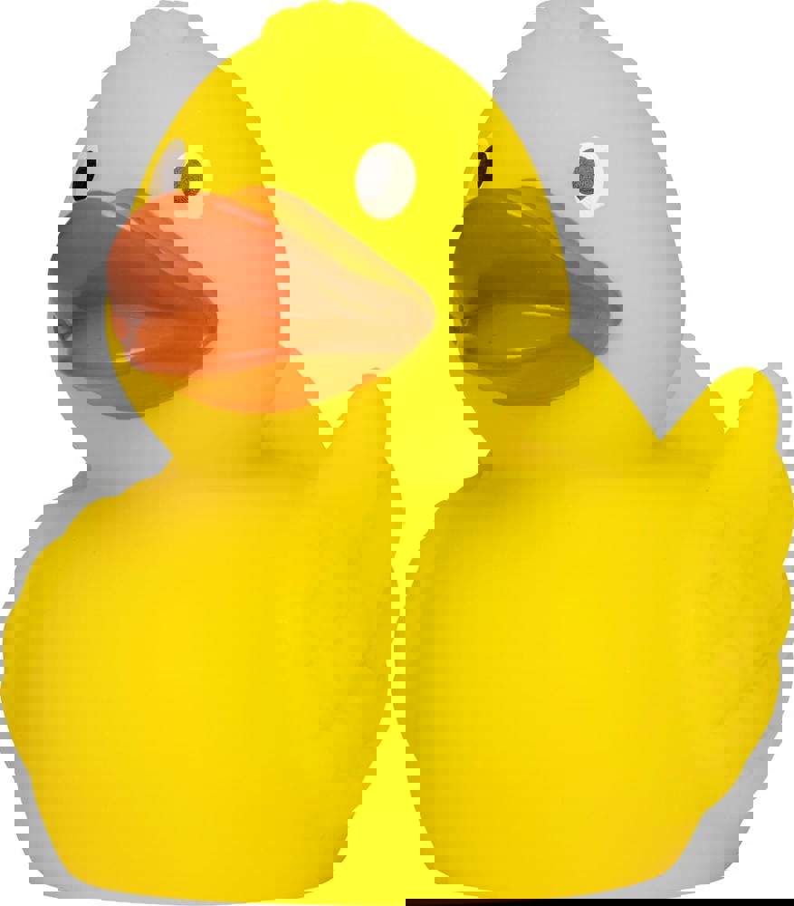 Quietsche-Ente, gelb/orange, 8,5 cm