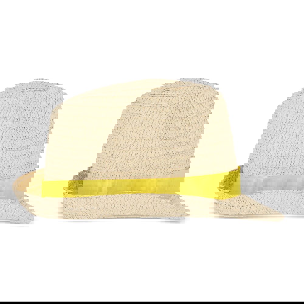 Pflanzlicher Strohhut mit farbigem Band