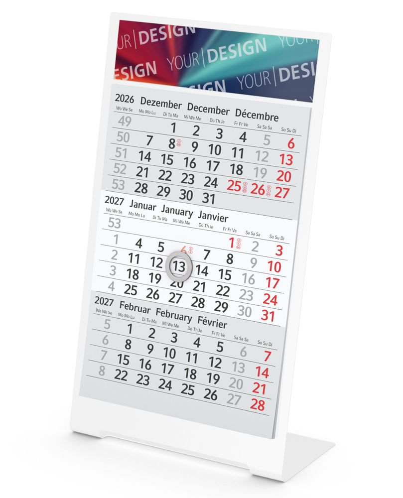 Tischkalender Desktop 3 Color, 2 Jahre, weiß