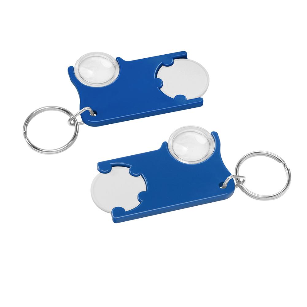 Chiphalter mit 1€-Chip und Lupe - Weiß/Blau