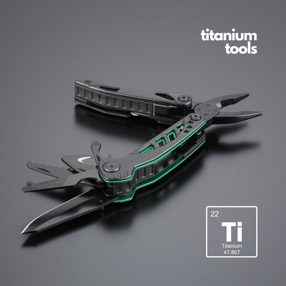 Optima stahl-multitool mit titanbeschichtung - grün
