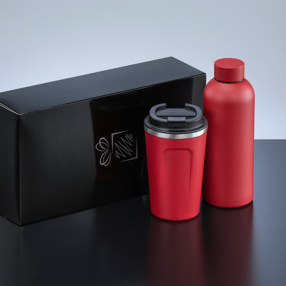 Nordic Set: Thermosflasche 500 ml & Thermobecher 350 ml - Rot