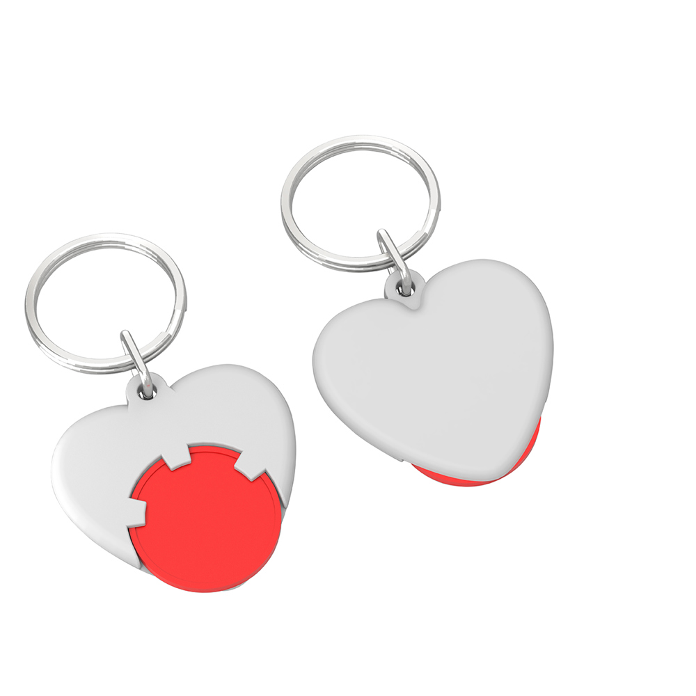 Chiphalter mit 1€-Chip "Herz" - Rot/Weiß