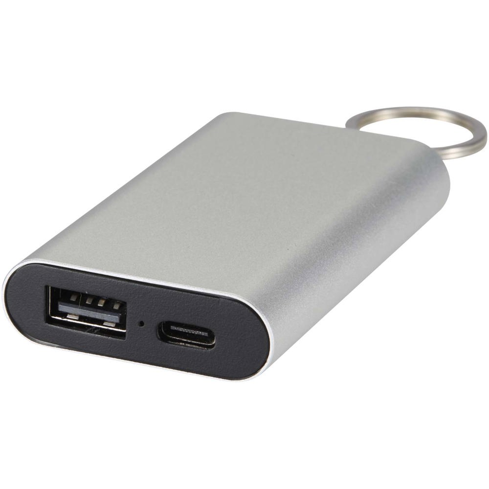 Arcturus 2000 mAh Powerbank aus recyceltem Aluminium mit Schlüsselanhänger